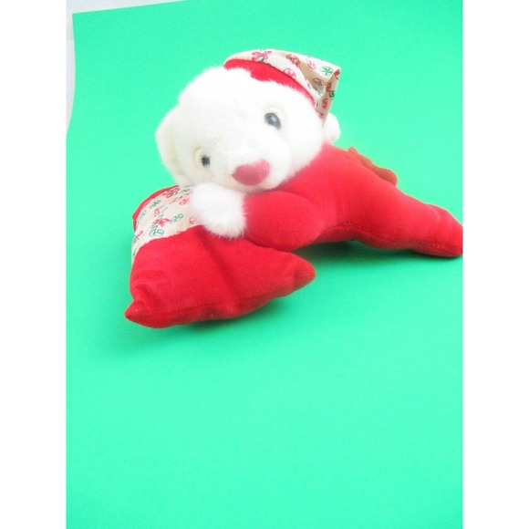 Vntg Christmas Bear Pillow Plush Stuffed Decoration - Picture 2 of 8